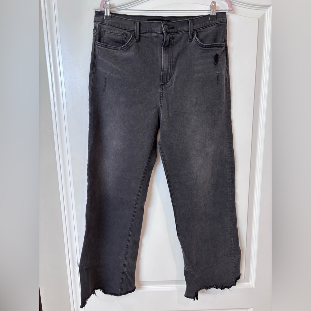Distressed Black Wide-Leg Crop Jeans The Blake 32